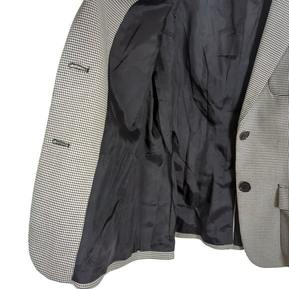 Lauren Ralph Lauren‎ Womens Houndstooth Blazer Jacket Black White 2-Button sz 10 - Picture 4 of 16